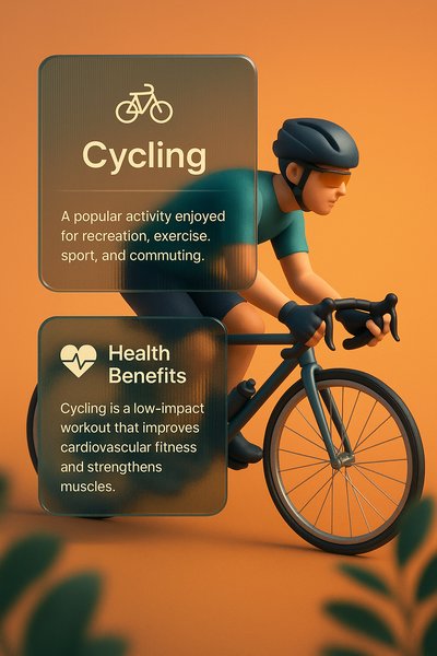 3D Cycling Illustration with Health Benefits Information
