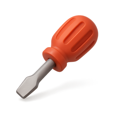 Stylish 3D Screwdriver Icon with Orange Handle