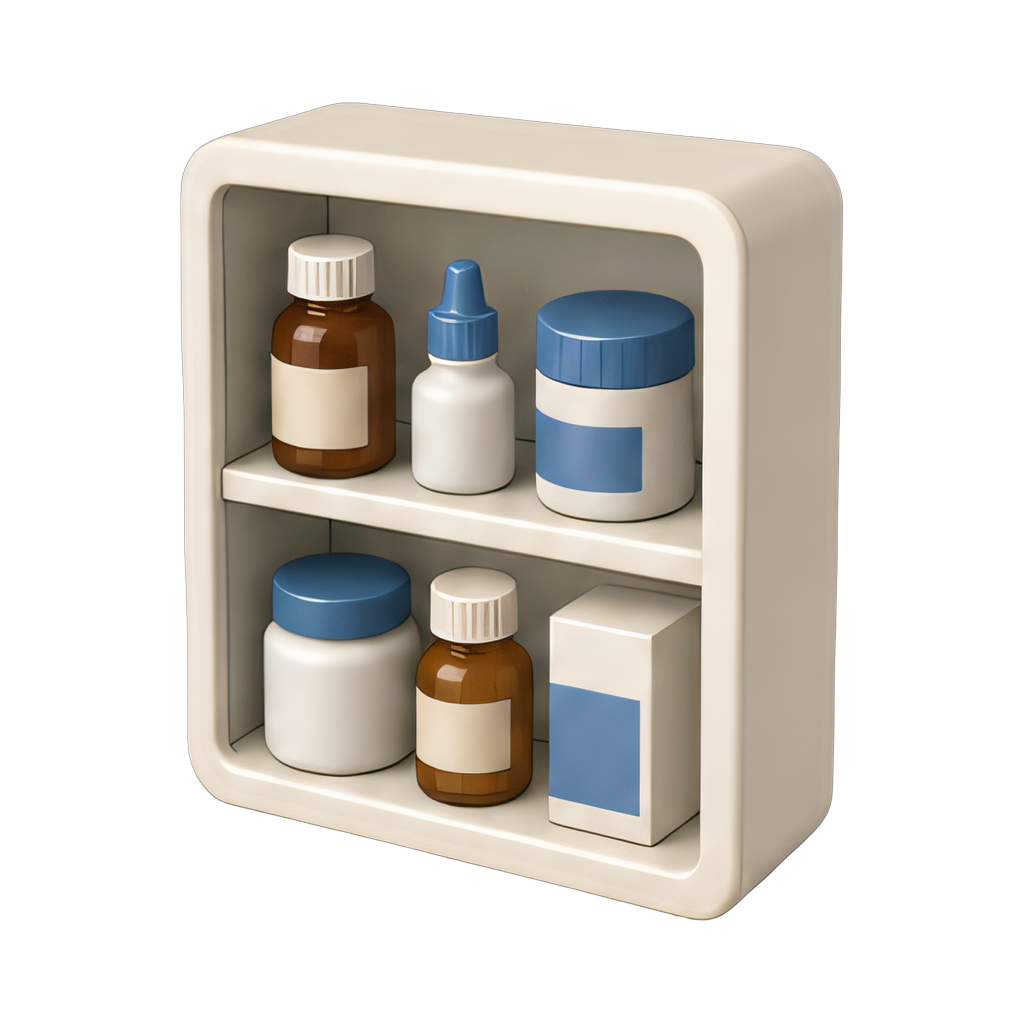 organized medicine cabinet shelf