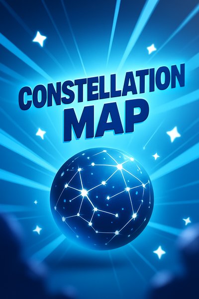 Dynamic Constellation Map Illustration with Energetic Elements