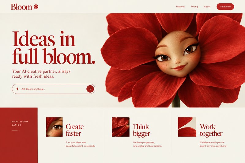 AI agent landing page design