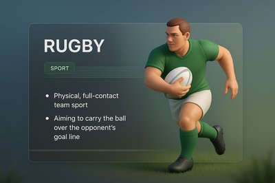 3D Rugby Design with Transparent Elements and Modern Layout