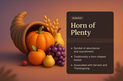 Horn of Plenty Illustration with Text Overlay