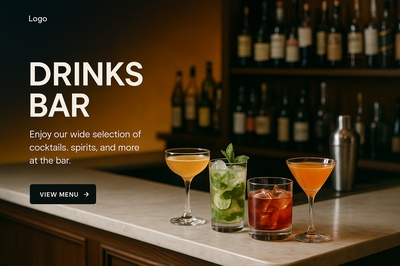 Stylish Drinks Bar Design with Cocktails and Menu