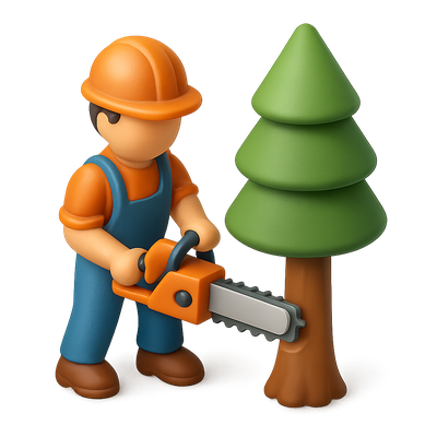 3D Woodcutter Icon in Isometric View