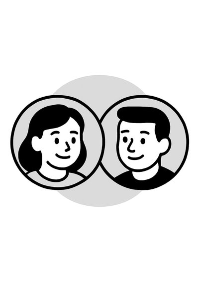 Minimalist Illustration of Two Characters in Profile