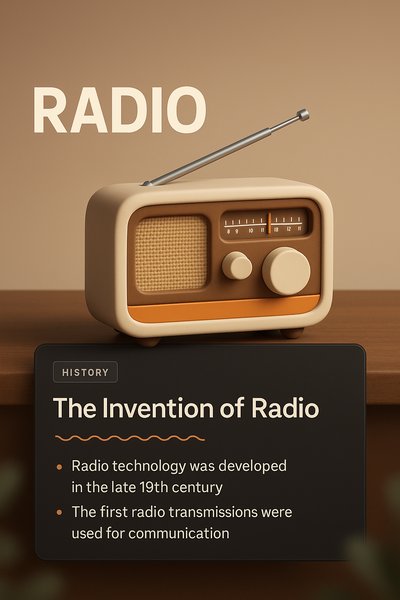 3D Radio Illustration with Historical Context