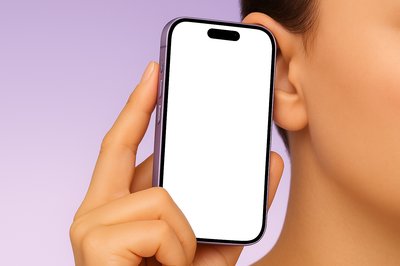 Purple Phone Held to Ear with Blank Screen