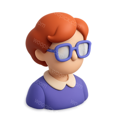 Stylized 3D Icon of a Character with Glasses