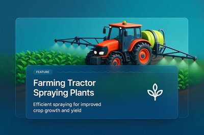 Farming Tractor Spraying Plants in a Lush Field