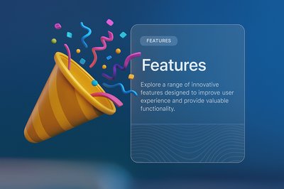3D Conceptual Web Block with Party Popper and Confetti