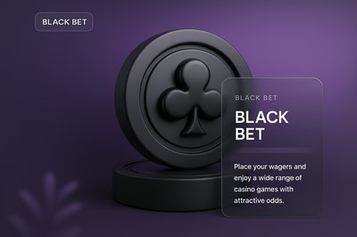 3D Illustration of Black Bet Casino Chip with Modern Design Elements