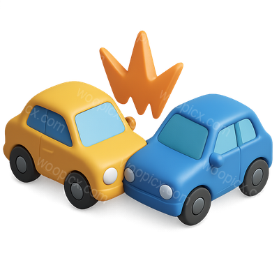 Stylized 3D Car Collision Icon with Vibrant Colors