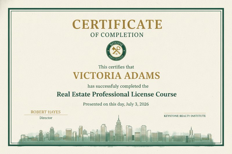 Real estate completion certificate design
