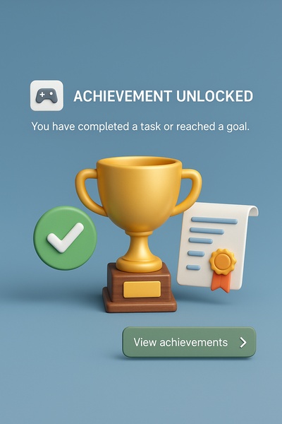 Achievement Unlocked - 3D Illustration of Success