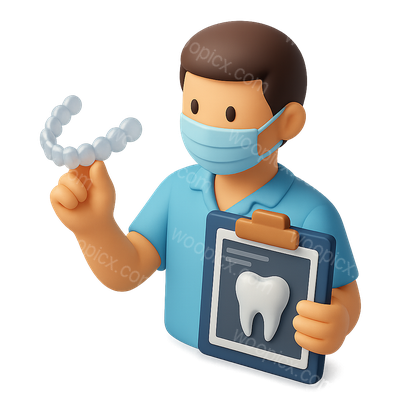 3D Dental Icon Featuring Invisalign Checkup Scene