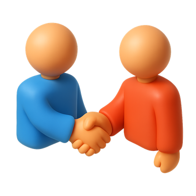 3D Handshake Icon Representing Cooperation