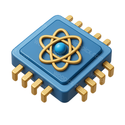 3D Quantum Processor Icon with Isometric Design