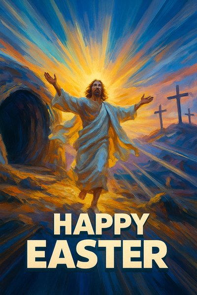 Vibrant Easter Celebration Artwork Featuring Resurrection Theme