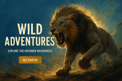Dynamic Wild Adventure Theme Featuring a Roaring Lion