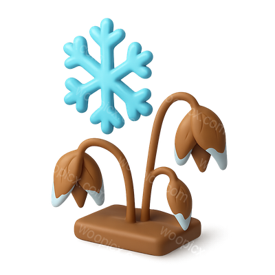 Stylized Snowflake and Drooping Flowers Illustration