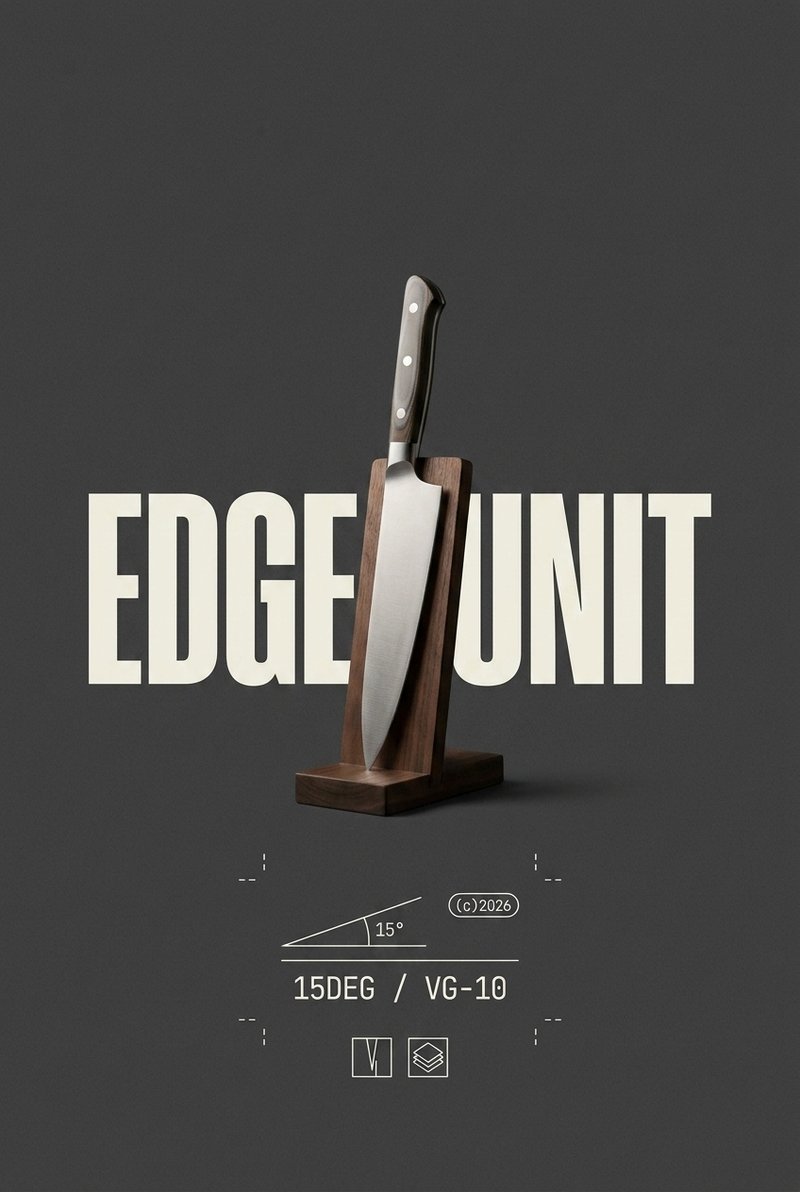 Sharp kitchen knife on wood