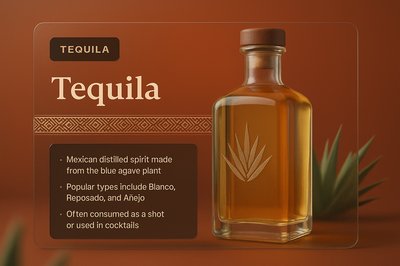 Stunning 3D Tequila Illustration with Informative Overlay