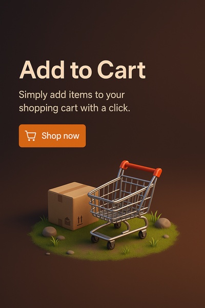 3D Scene with Shopping Cart and Box in Dark Background