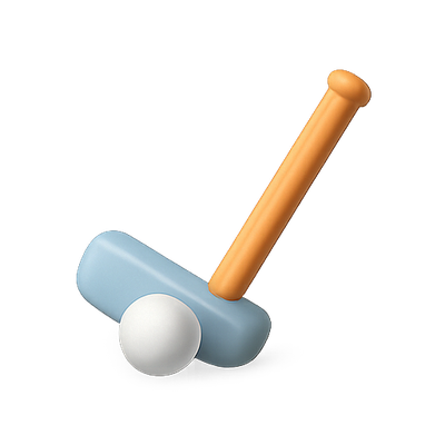 Playful Croquet Mallet and Ball Illustration