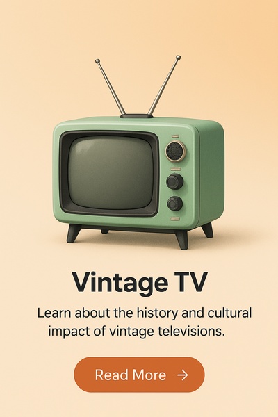 Retro Mint Green TV Set Illustration on Gradient Background