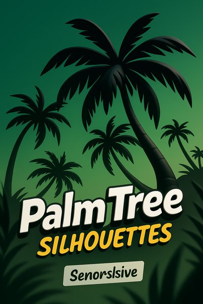 Dynamic 3D Palm Tree Silhouettes with Engaging Typography