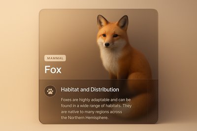 Realistic 3D Fox Illustration with Informative Overlay