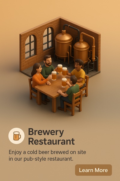 Group Enjoying Beer in a 3D Brewery Restaurant Scene
