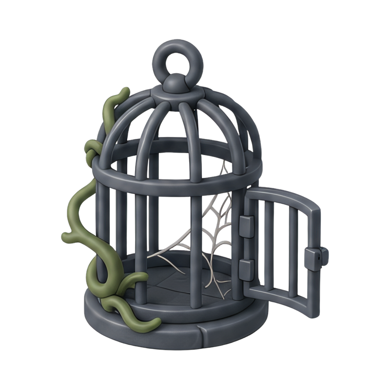 rustic abandoned birdcage
