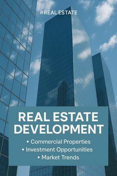Real Estate Development Promotional Graphic Featuring Modern Skyscrapers