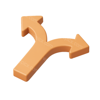 3D Diverging Arrows Icon in Isometric View