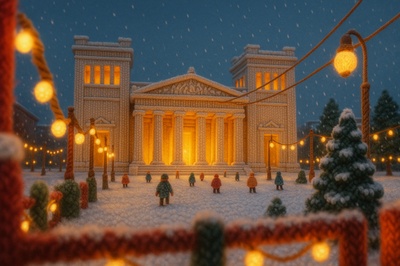Winter Wonderland Scene Crafted from Yarn in Munich
