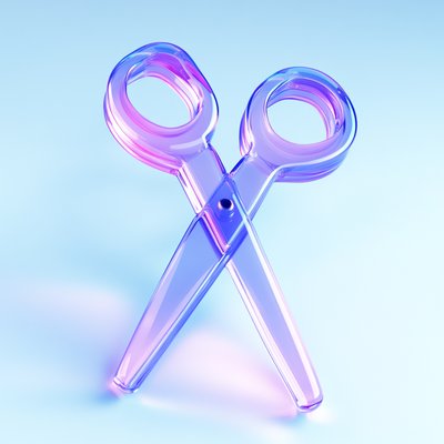 Stylized 3D Illustration of Transparent Scissors