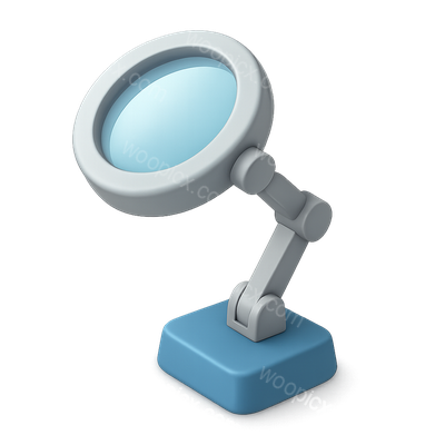 Stylish 3D Magnifying Lamp Icon in Isometric View