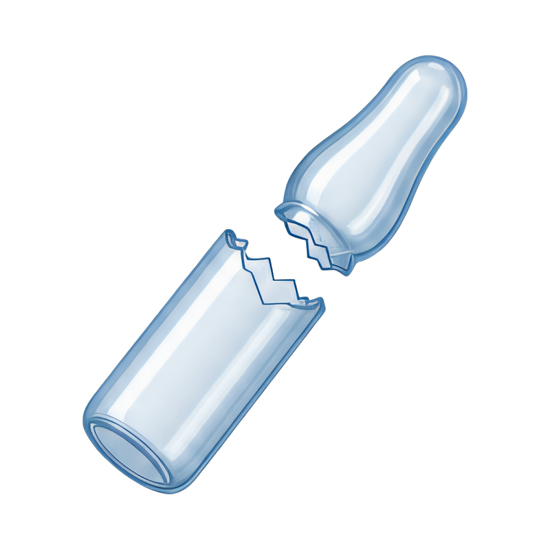 Broken glass ampoule on surface
