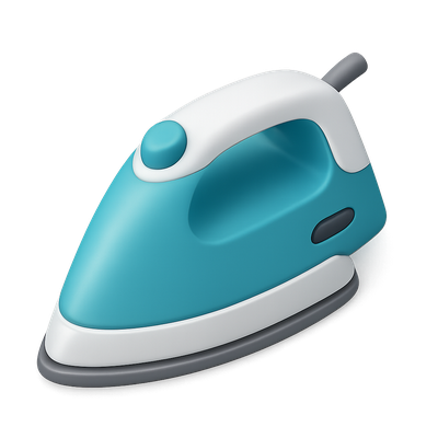 Stylish 3D Iron Icon with Volumetric Design