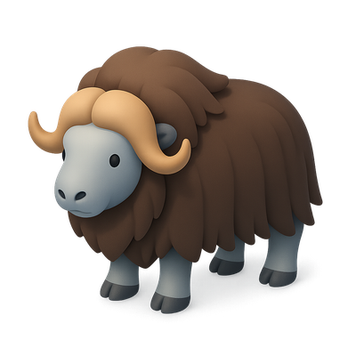 3D Musk Ox Icon in Isometric View