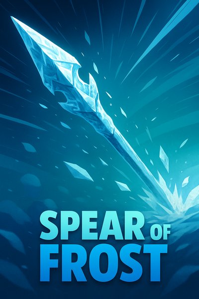Dynamic Illustration of a Frosty Spear with Bold Typography