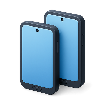Stylized 3D Smartphone Icons with Blue Design