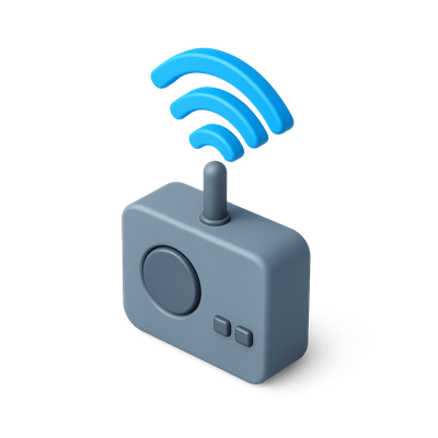 Stylish 3D Transponder Icon with Signal Waves