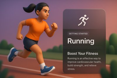 Dynamic 3D Illustration of Running Concept for Fitness Promotion