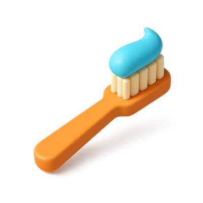 Stylish 3D Toothbrush Icon with Toothpaste Design