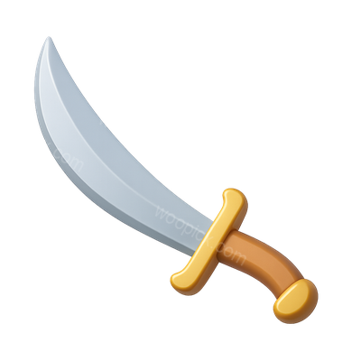 Stylized 3D Sword Icon with Golden Hilt