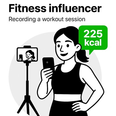 Illustration of a Fitness Influencer Recording a Workout