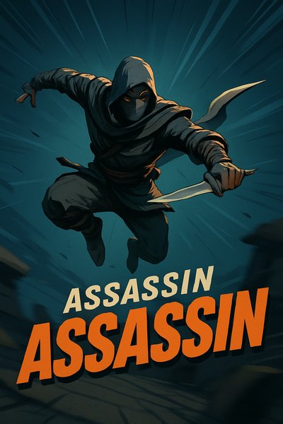 Dynamic Assassin in Action with Bold Typography